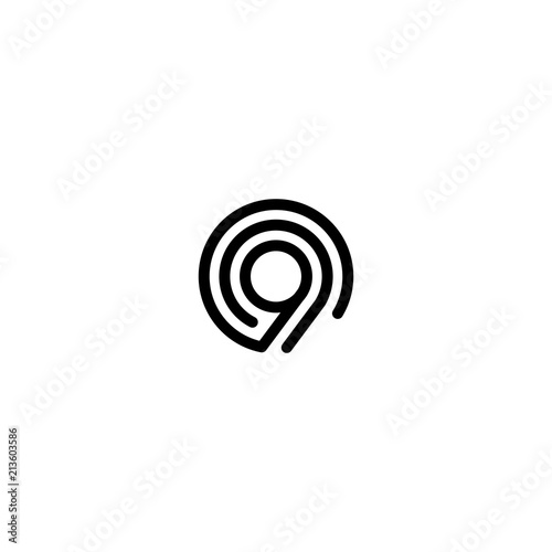 nine number double triple line art outline monoline logo
