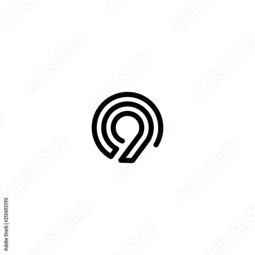 nine number double triple line art outline monoline logo