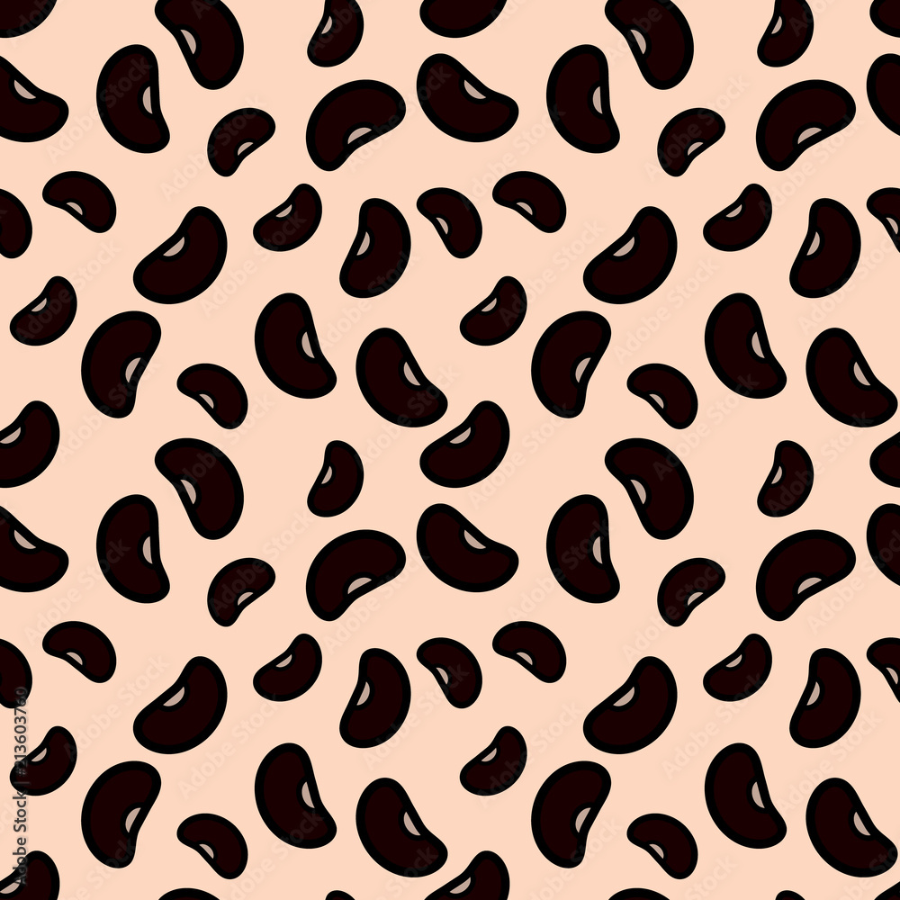 Black beans seamless pattern. Vector. Black beans seamless pattern. Vector.