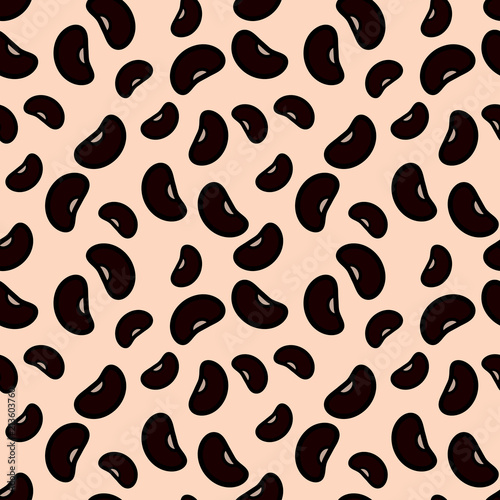 Black beans seamless pattern. Vector.
