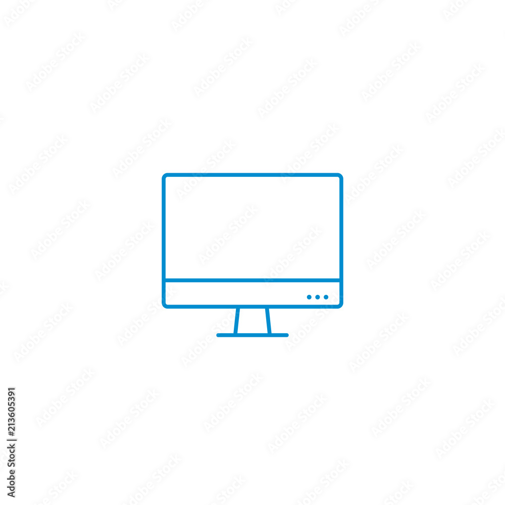 Computer monitor line icon. Flat PC symbol. Vector isolated illustration Computer monitor line icon. Flat PC symbol. Vector isolated illustration