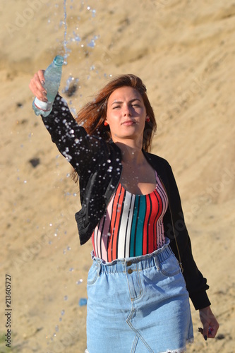 girl beach smile joy youth summer face beauty