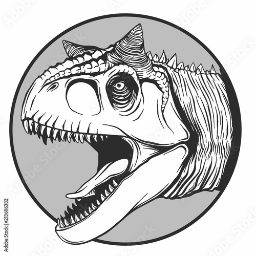 Illustrazione della testa di un dinosauro fatta in stile vettoriale