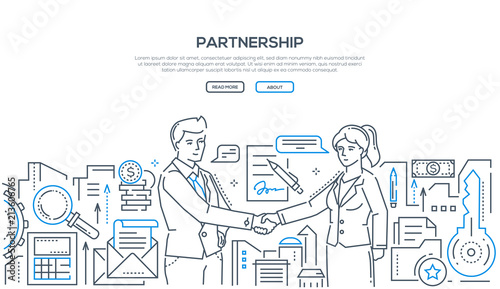 Partnership - modern line design style illustration