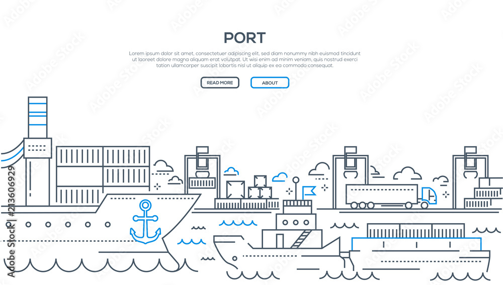 Port - modern line design style illustration Port - modern line design style illustration