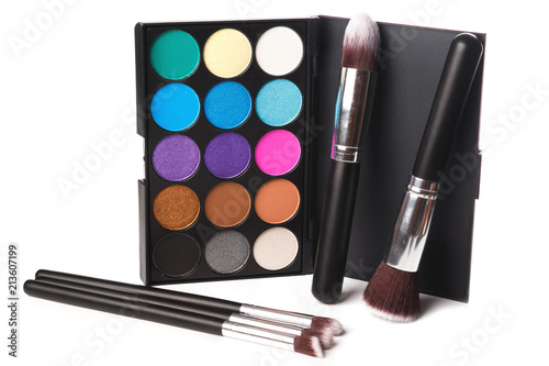 Eyeshadow palette and brushes