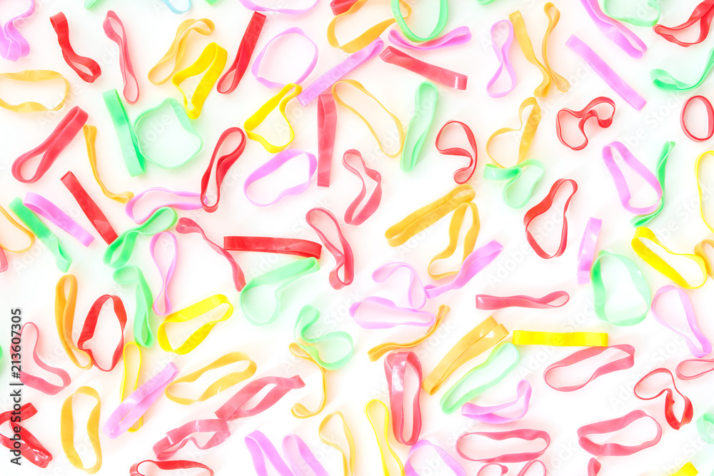 rubber band multicolor on white background