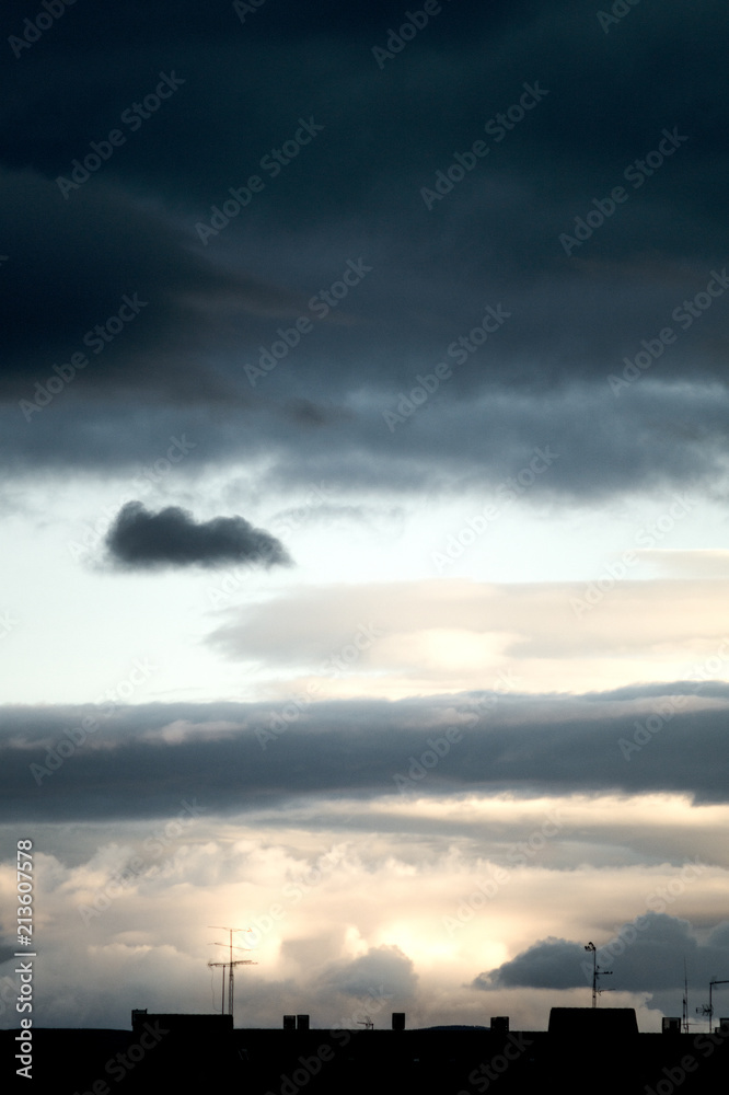 Sky with clouds and high contrast colors