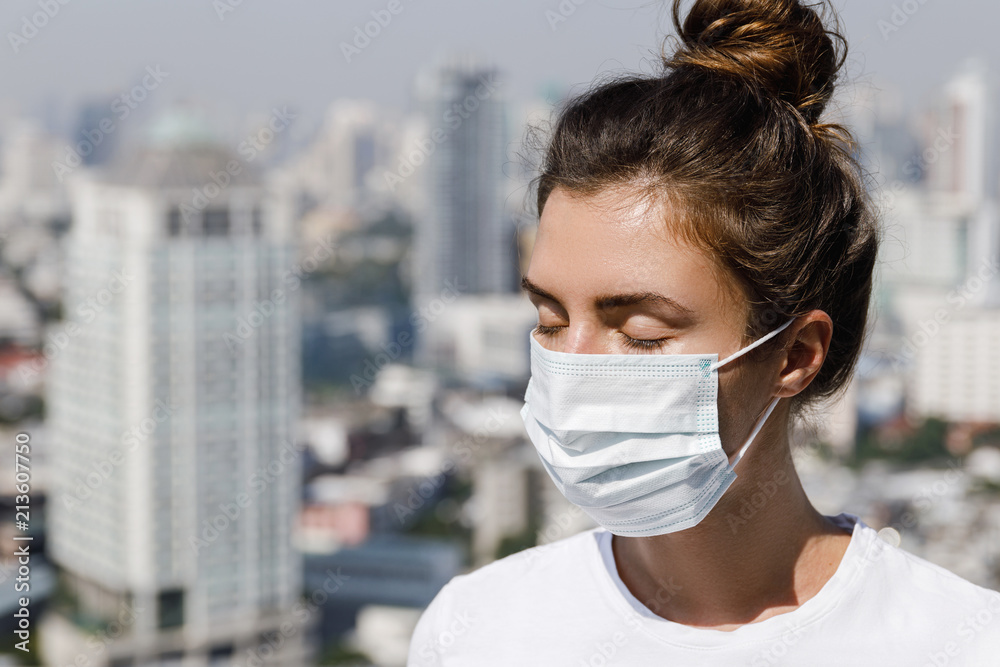 Plakat Air pollution or virus epidemic in the city