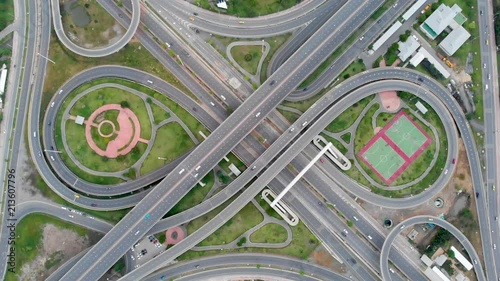 Aerial view of highway interchange