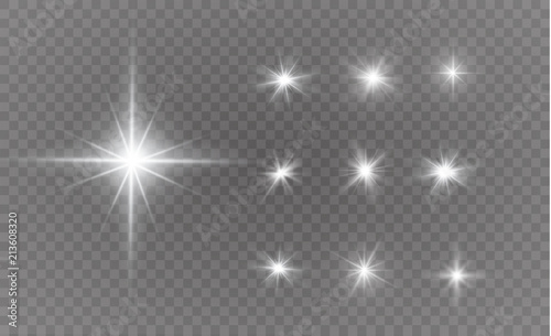 White sparks glitter special light effect. Vector sparkles on transparent background. Christmas abstract pattern. Sparkling magic dust particles.