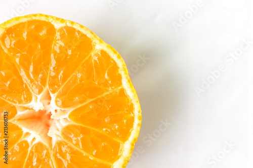 orange fruit peel on white background