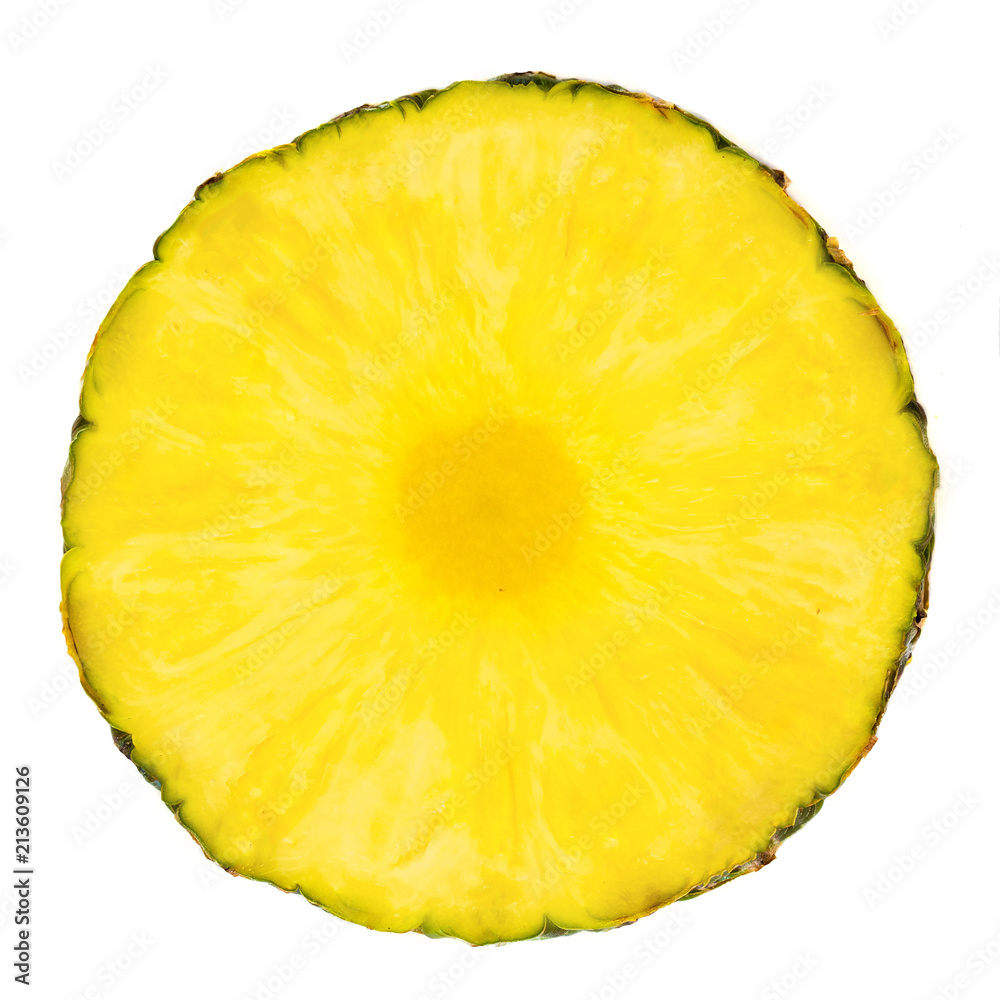 Pineapple sliced ring. Chunks of Pineapple isolated on white background, macro. Fresh Ananas tropical fruit Pineapple sliced ring. Chunks of Pineapple isolated on white background, macro. Fresh Ananas tropical fruit