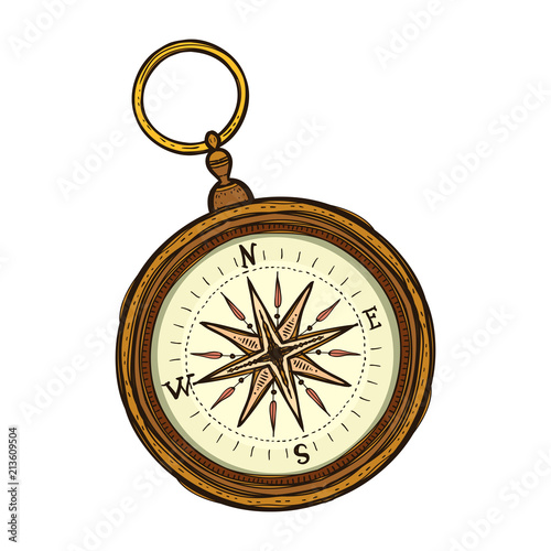 Vintage antique retro style compass isolated