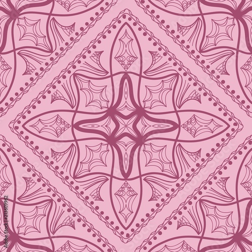 Design of a seamless ornament with Geometric Flower Pattern. Vector illustration. For Print Bandana, Shawl, Carpet