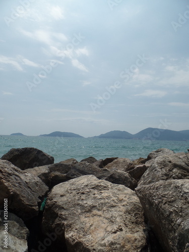 Large grey rocks on the Italian coast