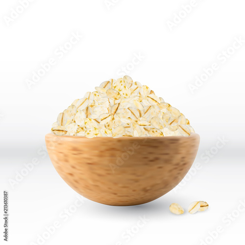 Dry Raw Oat Flakes or Oatmeal Vector Illustration
