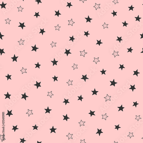 Cute girly seamless pattern with scattered stars. Endless girlish print.