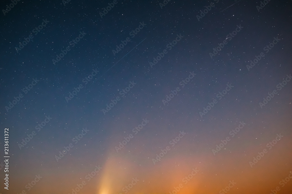 Night Sky Stars Background With Natural Colourful Gradient. Sunset Night Sky Stars Background With Natural Colourful Gradient. Sunset