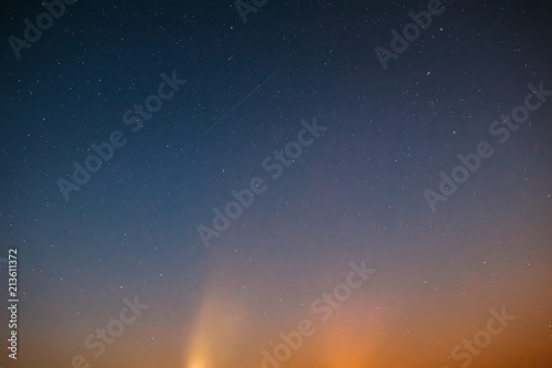 Night Sky Stars Background With Natural Colourful Gradient. Sunset
