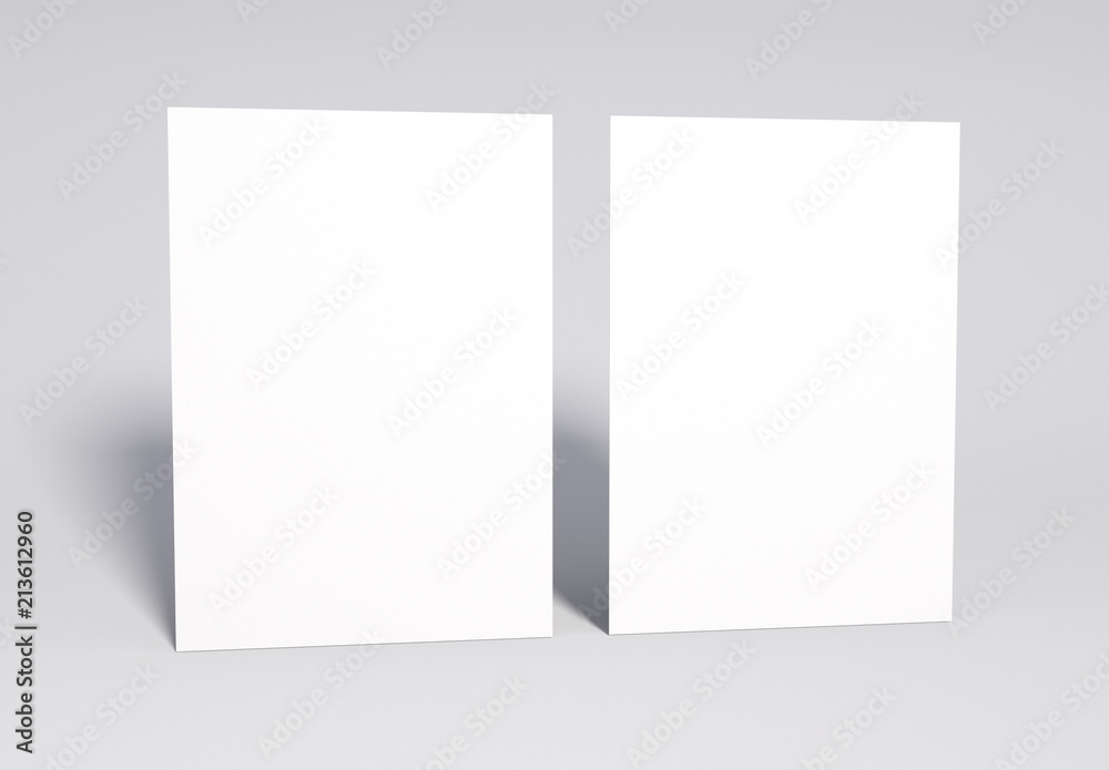 Blank 2 white Pages Mock up, 3d rendering. Soft shadow. Blank 2 white Pages Mock up, 3d rendering. Soft shadow.