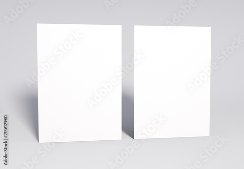 фотографія Blank 2 white Pages Mock up, 3d rendering. Soft shadow.