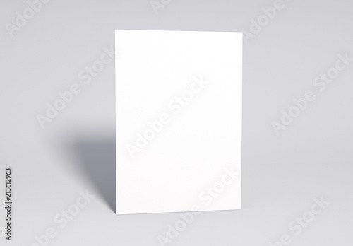 Blank white Page Mock up, 3d rendering. Soft shadow.