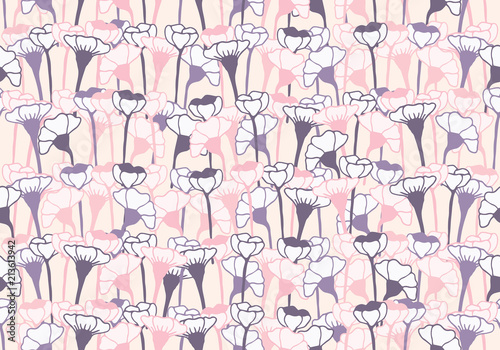 Fototapeta Naklejka Na Ścianę i Meble -  Floral Seamless Pattern,Hand drawing art background,Nature,flower,fields,poppies