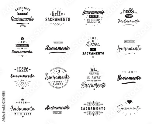 Greeting cards, vector design. Isolated logos. Typography set.