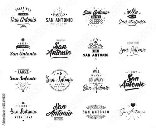 Greeting cards, vector design. Isolated logos. Typography set.