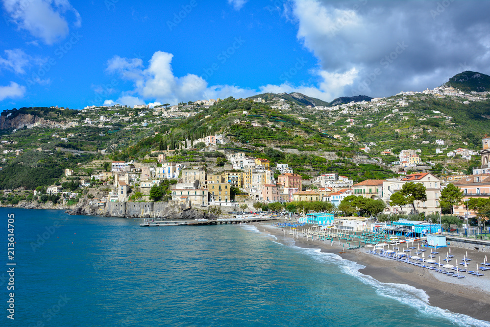 Minori, a small town on the Amalfi coast (Tyrrhenian Sea) and a popular tourist destination