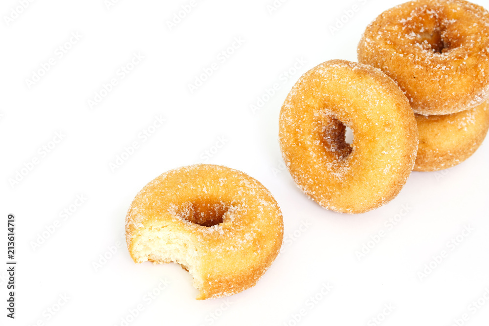 donut sugar on white background