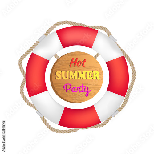 Hot Summer Party Lifebuoy Vector Illustration