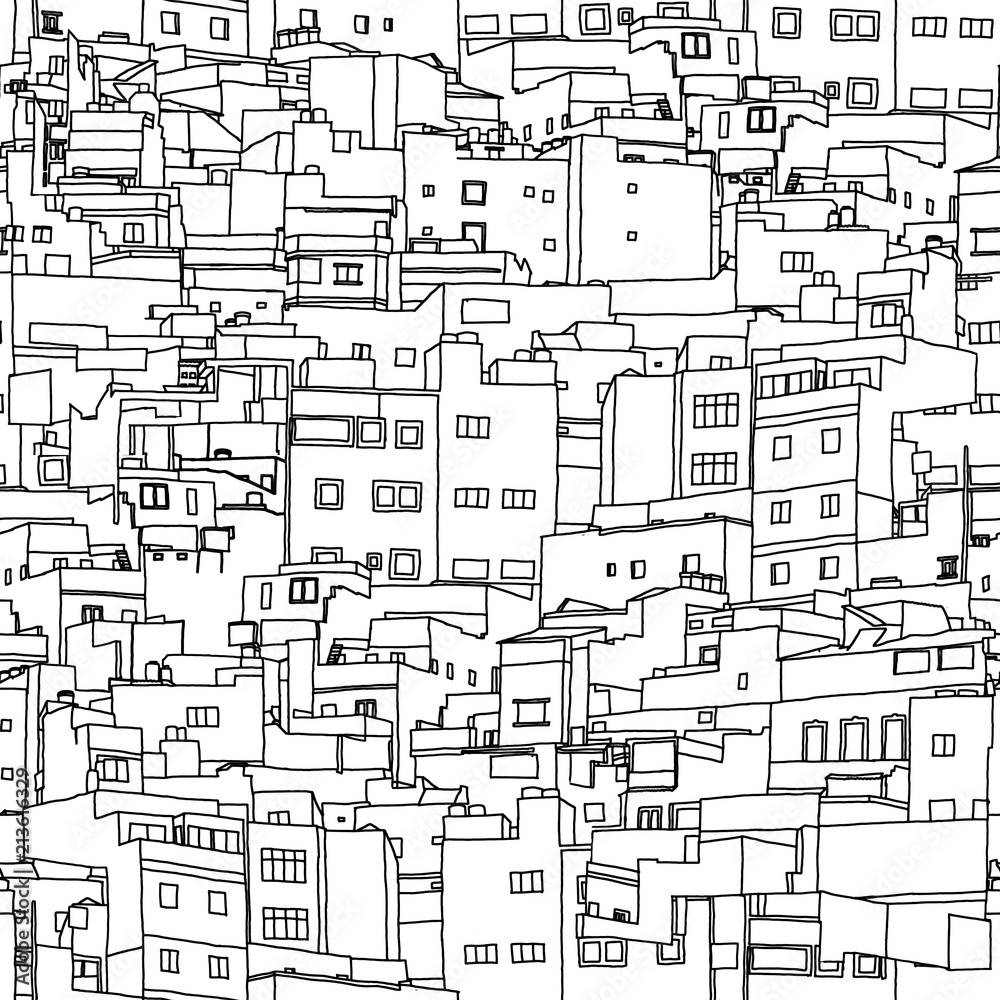 impossible town digital drawing seamless background