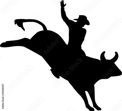Cowboy and Rodeo Bull
