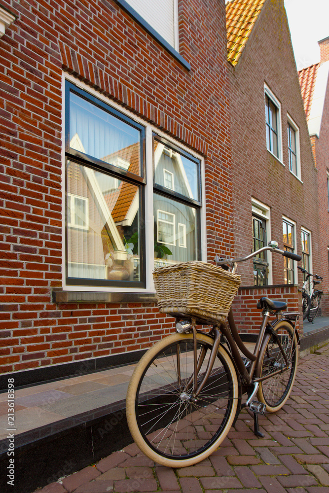 bike near brick wall
