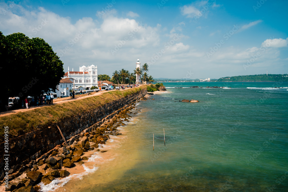 Sunny day view on Galle lighthouse Sri Lanka