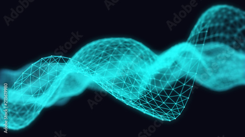 Fototapeta Naklejka Na Ścianę i Meble -  Abstract 3d technology futuristic geometrical and science neon background. Plexus digital wallpaper. Business concept. Medical structure and artificial intelligence. Rendering computer virtual reality