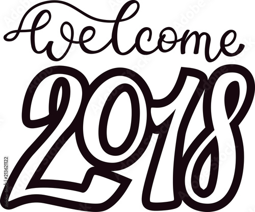 2018 happy New Year black text logo for holiday calendar print design or Chri...