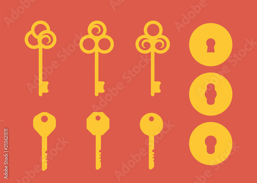Vintage keys and keyholes signs for logo