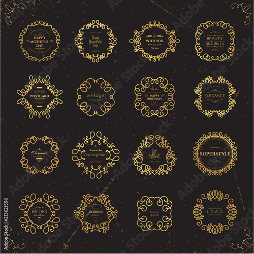 Set of luxury monogram logo templates. Elegant design for business sign, restaurant, wedding shop, jewelry, fashion, product design, brand sign. Vector illustration.