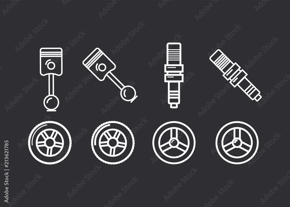 Car parts line icons set. Auto service repair symbol Car parts line icons set. Auto service repair symbol