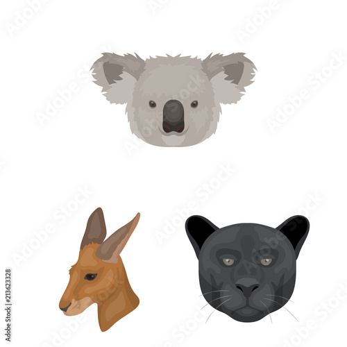 Wild animal cartoon icons in set collection for design. Mammal and bird vector symbol stock web illustration. photo