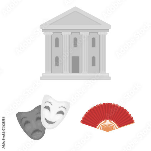 Theatrical art cartoon icons in set collection for design.Theater equipment and accessories vector symbol stock web illustration.