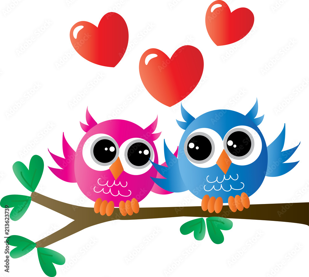 Obraz premium two sweet owls in love 