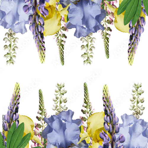 Fototapeta Naklejka Na Ścianę i Meble -  Beautiful floral background of lupins and irises 