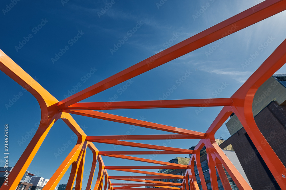 New pedestrian bridge in Jatkasaari district, Helsinki, Finland.