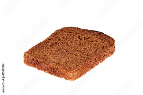 Rye bread slice on a white background