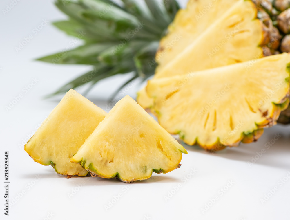 sliced pineapple isolated on white background sliced pineapple isolated on white background