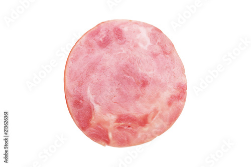 Fresh ham slice, isolated on white